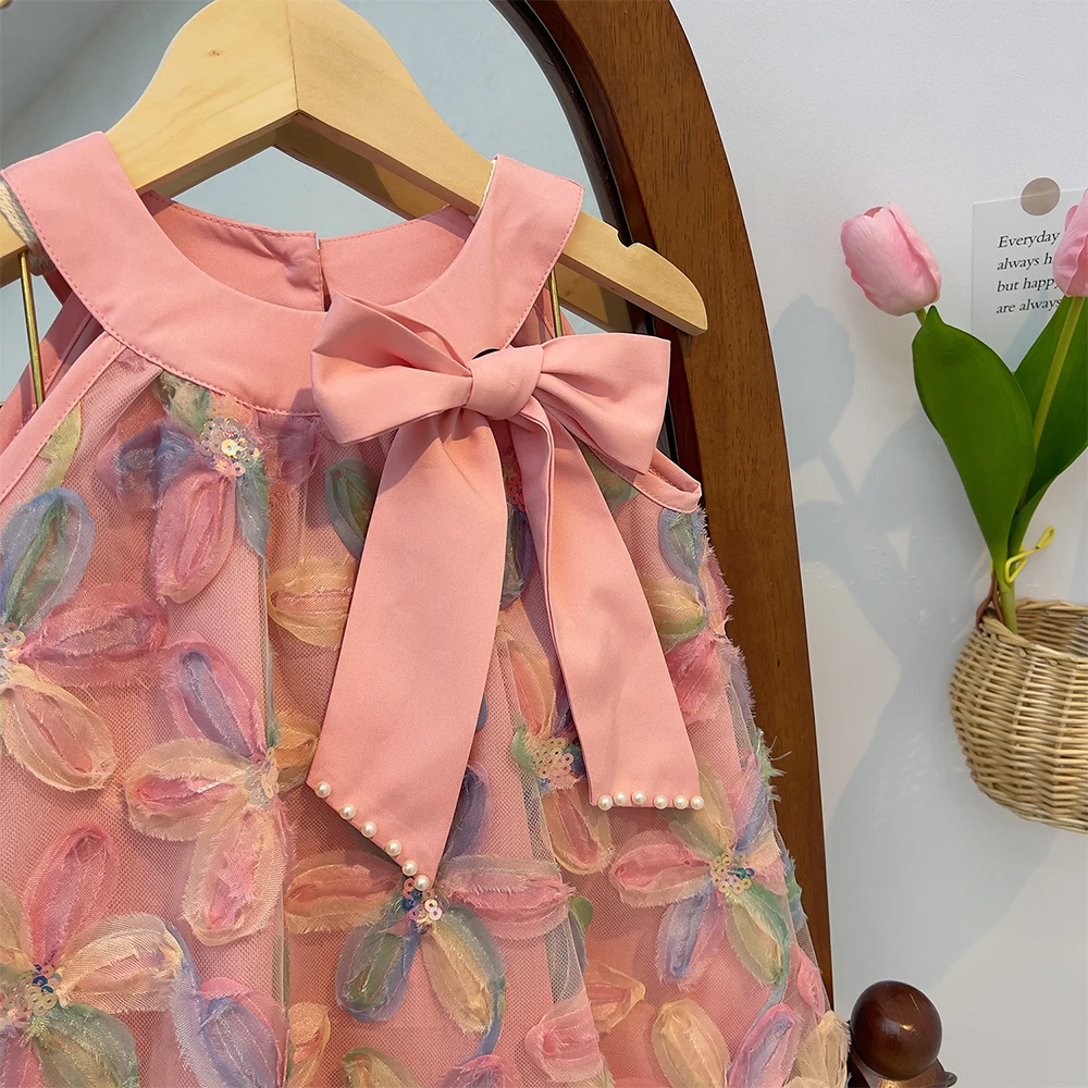 Bär Führer Mädchen Kleid 2025, Sommer Neue Mädchen Kleid Prinzessin Kleid Kleines Mädchen Mode Bunte Blume Garn Kleider Kind Kleidung – Detail 9
