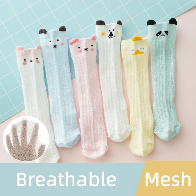 Spring Summer Children Baby Girls Leg Warmer Knee High Socks Cotton Mesh Socks Kid Clothing for Boy Unisex Toddler Cartoon Socks