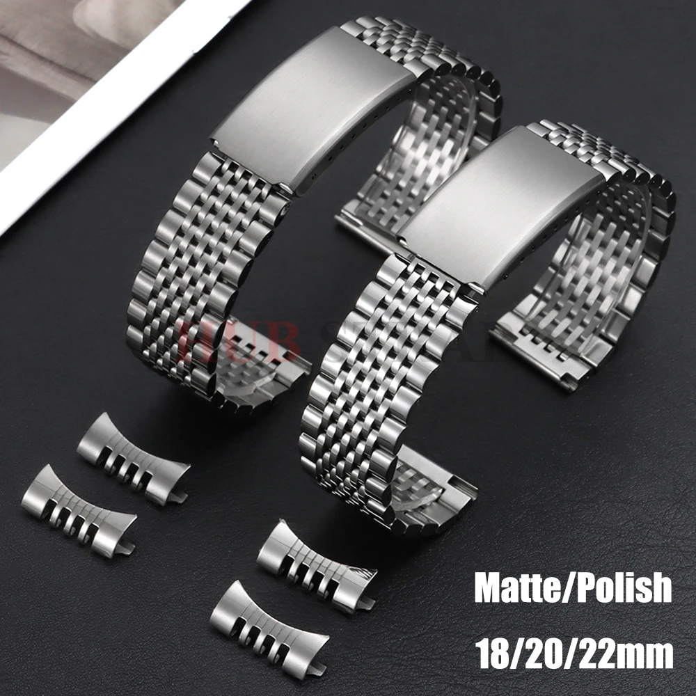18mm 20mm 22mm Stainless Steel Watch Strap for Omega Seamaster Speedmaster Curved End Metal Strap Business Replacement Bracelet