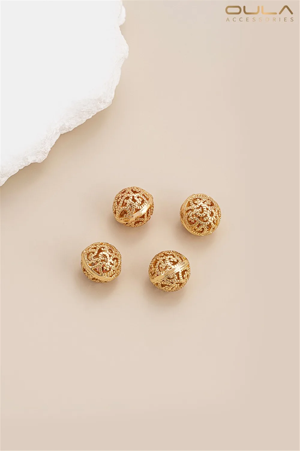

14K Gold-plated Flower Balls Spacer Beads Hanging Hollowed-out Spherical Beads Diy Handcrafted String Pearl Necklace Accessories