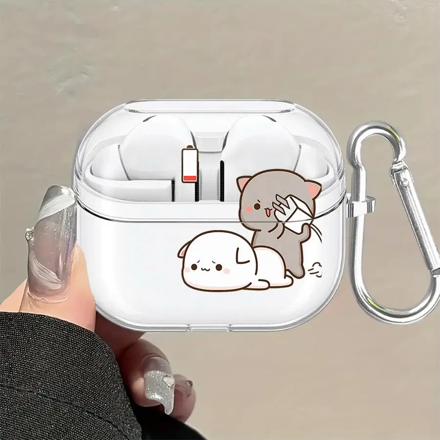 Case For Samsung Galaxy Buds 3 FE 4Pro 2Pro Live 4 Pro 2 3Pro Clear Earphone Cases Cover With Hook Cute Funny Cat view 5