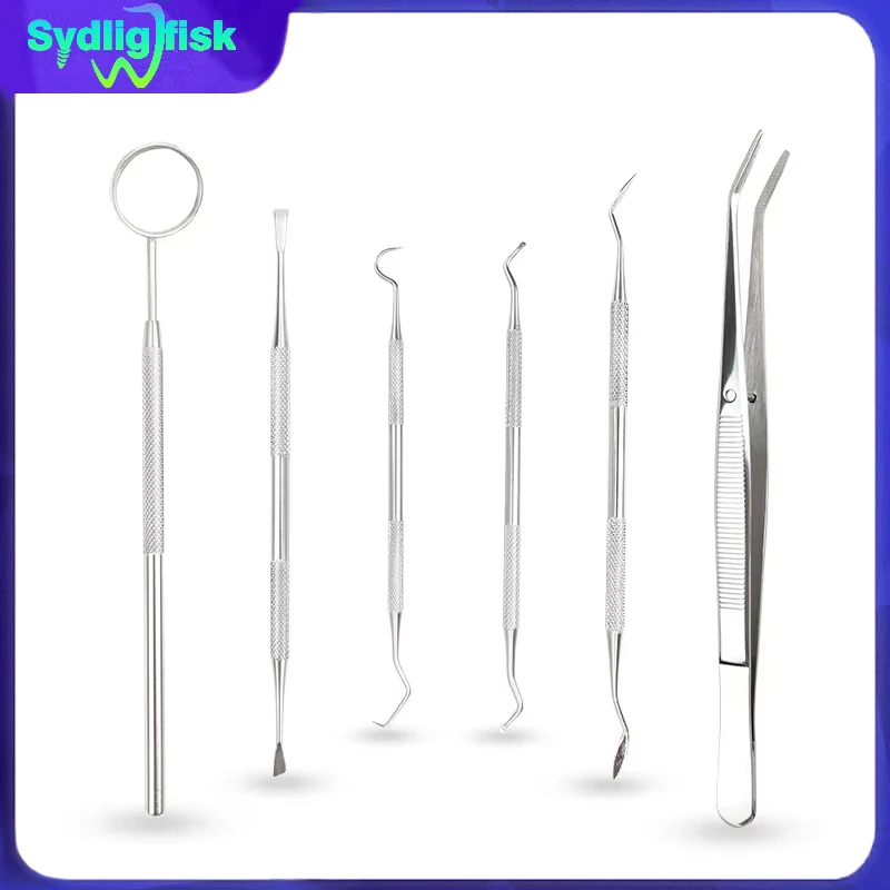 6pc/4pc/3pc lusterko stomatologiczne ze stali nierdzewnej narzędzie stomatologiczne dentysta zestaw narzędzi sonda pielęgnacja zębów Kit pinceta Hoe sierp skaler