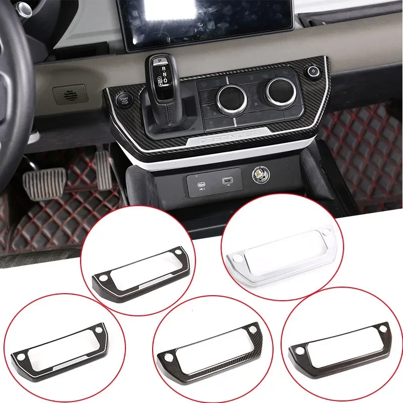 

For Land Rover Defender 90 110 20-24 ABS Chrome Oak Grain Carbon Fiber Center Console Air Conditioning Mode Button Frame Trim