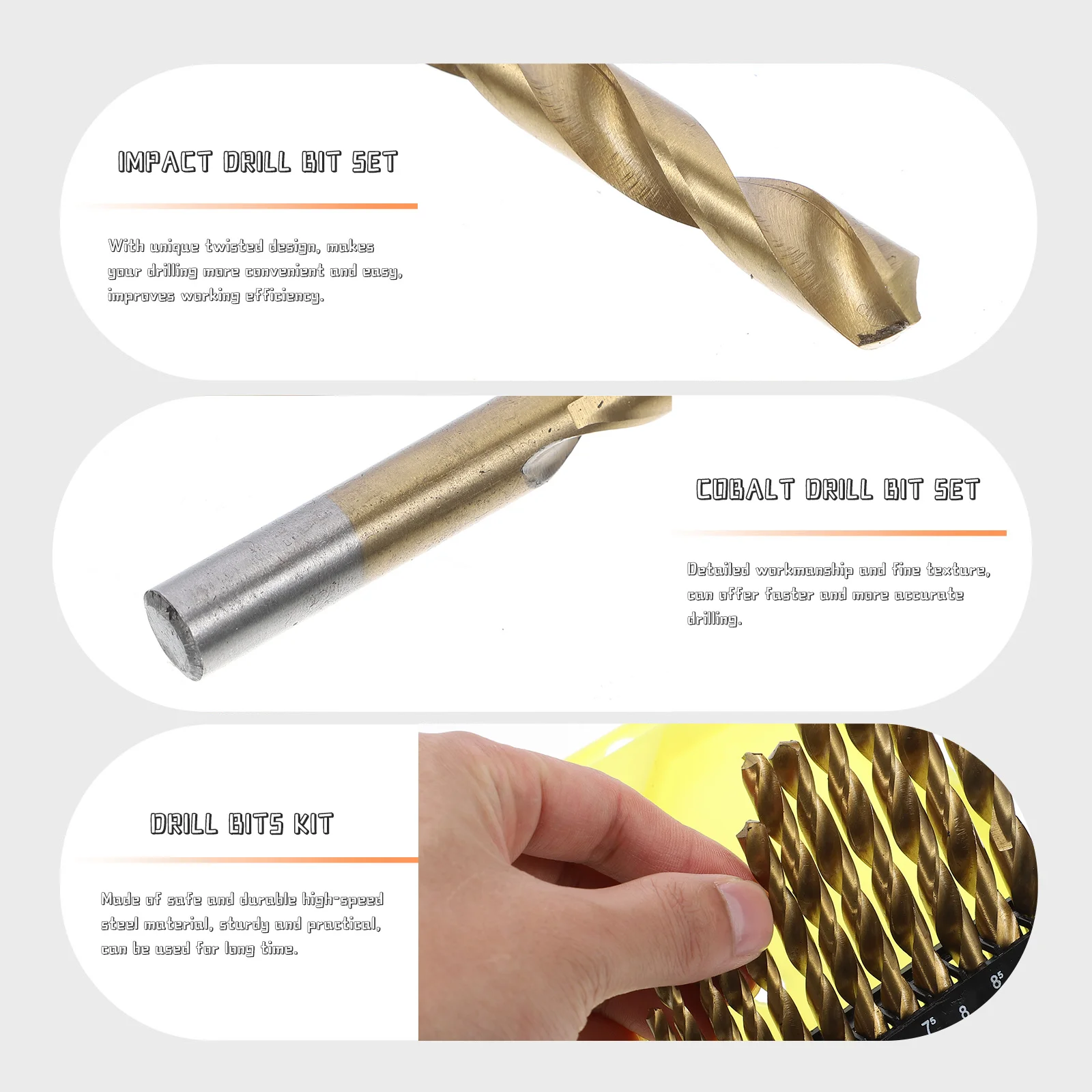 Juego de brocas de cobalto de 19 Uds., flauta retorcida de acero de alta velocidad para aplicaciones de ingeniería de construcción de alta resistencia, brocas retorcidas