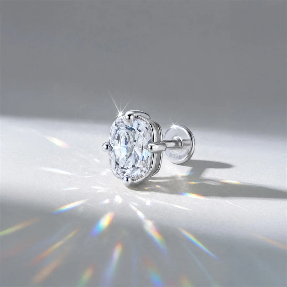 AIDE 925 Sterling Silber Klassischer Moissanit-Ohrstecker mit flacher Rückseite für Damen, 1 Karat, geometrische Form, Hochzeitsschmuck – Detail 38