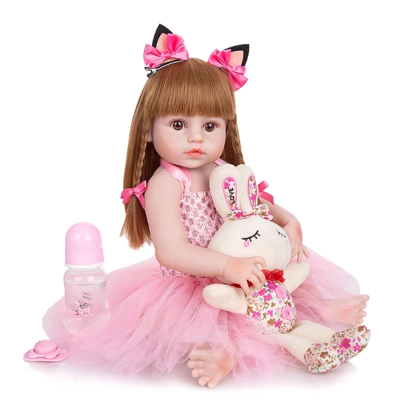 48cm/19in Girl for Doll Reborn Nurturing for Doll Realistic Handmade Soft Toy with Easy Clean Silicone Full Body Popular