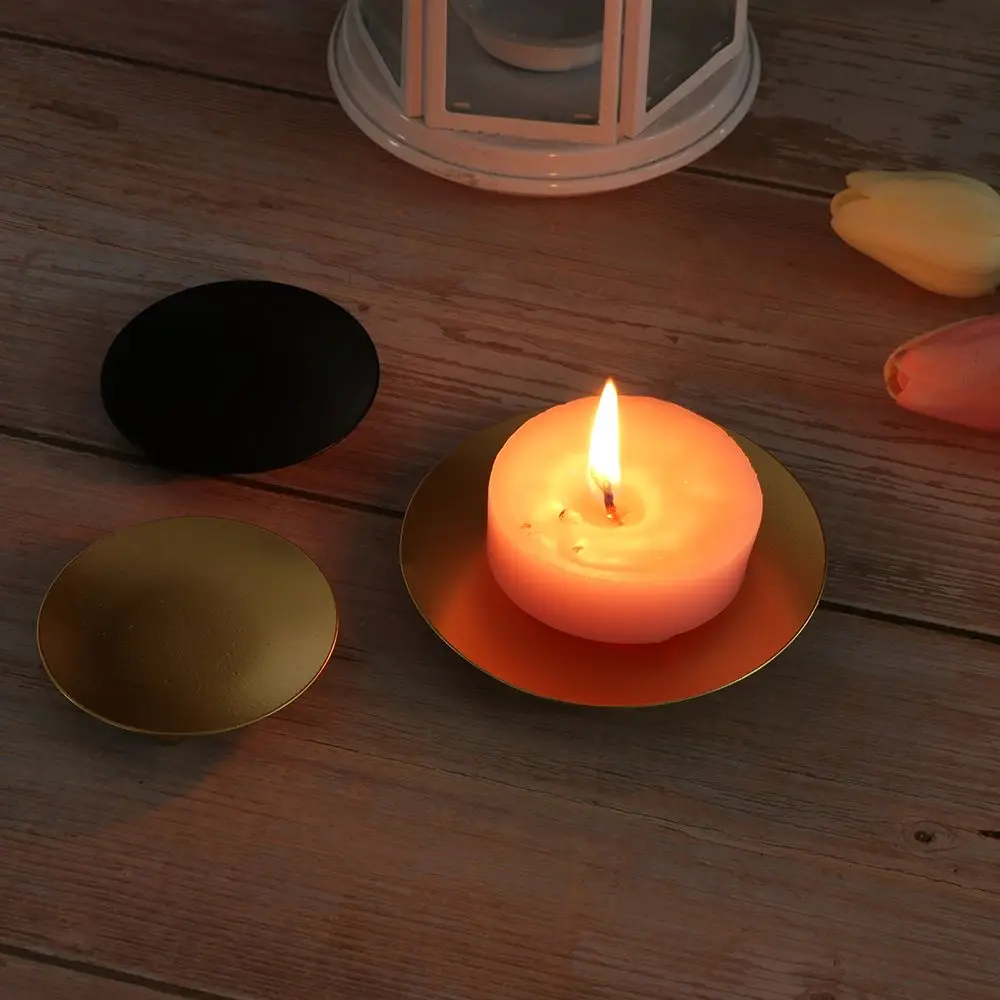 Gift Home Decoration Wedding Ornament Craft Candelabra Round Plate Candlestick Candle Holder Wrought Iron