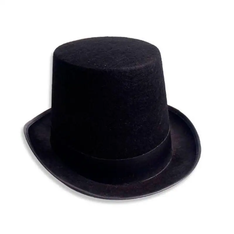39BD Funny Party Felt Black Top Hat Dress Up Carriage Driver Victorian Cap for Adults for Men Women Unisex