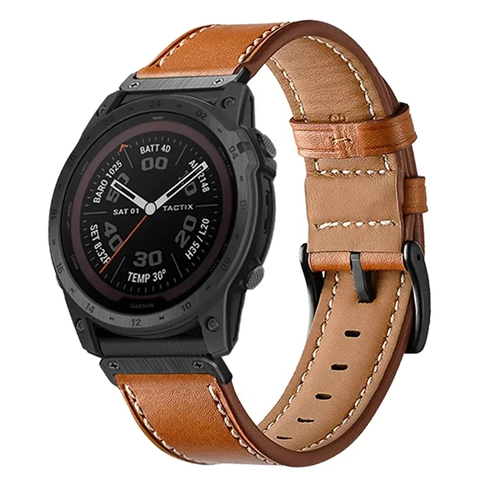 22mm 26mm Quickfit Leather Smart Watch Strap For Garmin Epix Gen 2 Instinct 2X Fenix 7X 7 6X 6 Pro 5 5X Plus Bracelets Watchband