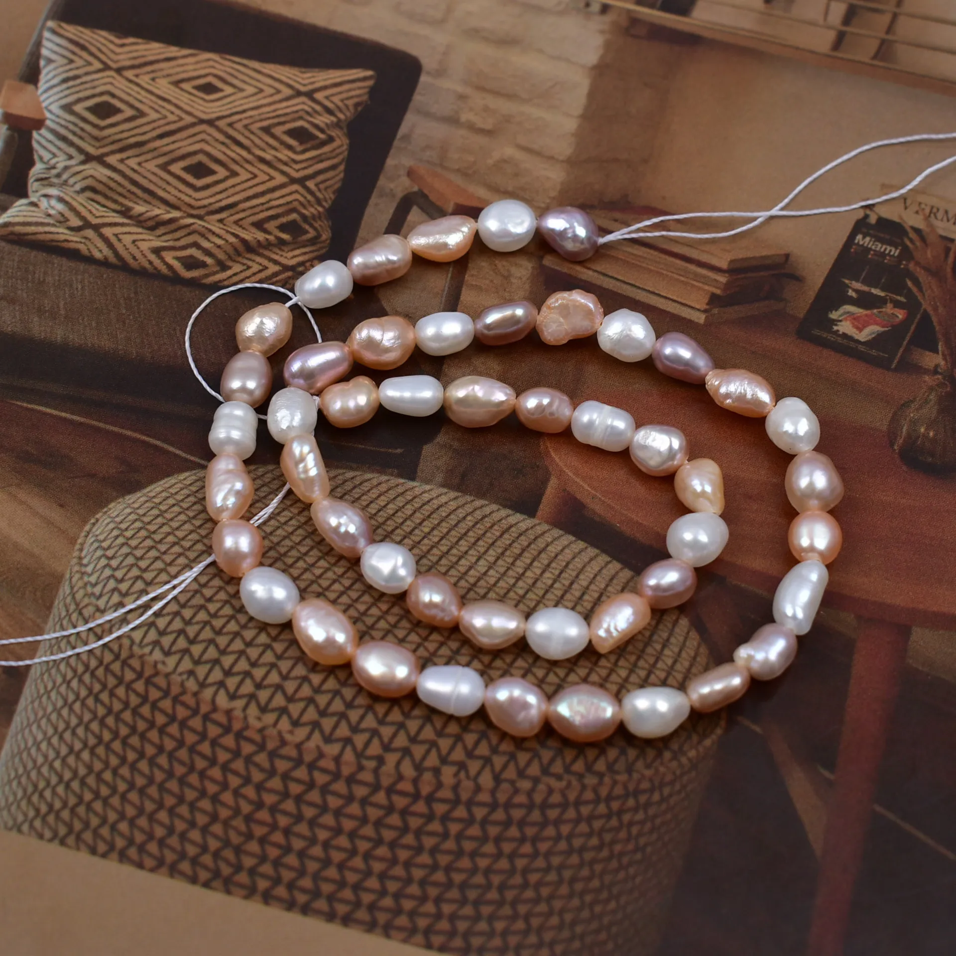 

5-6mm Mixed-Color Baroque Double-Luster Jewelry Handmade Necklace Components Loose Beads Natural Freshwater Pearls Wholesale