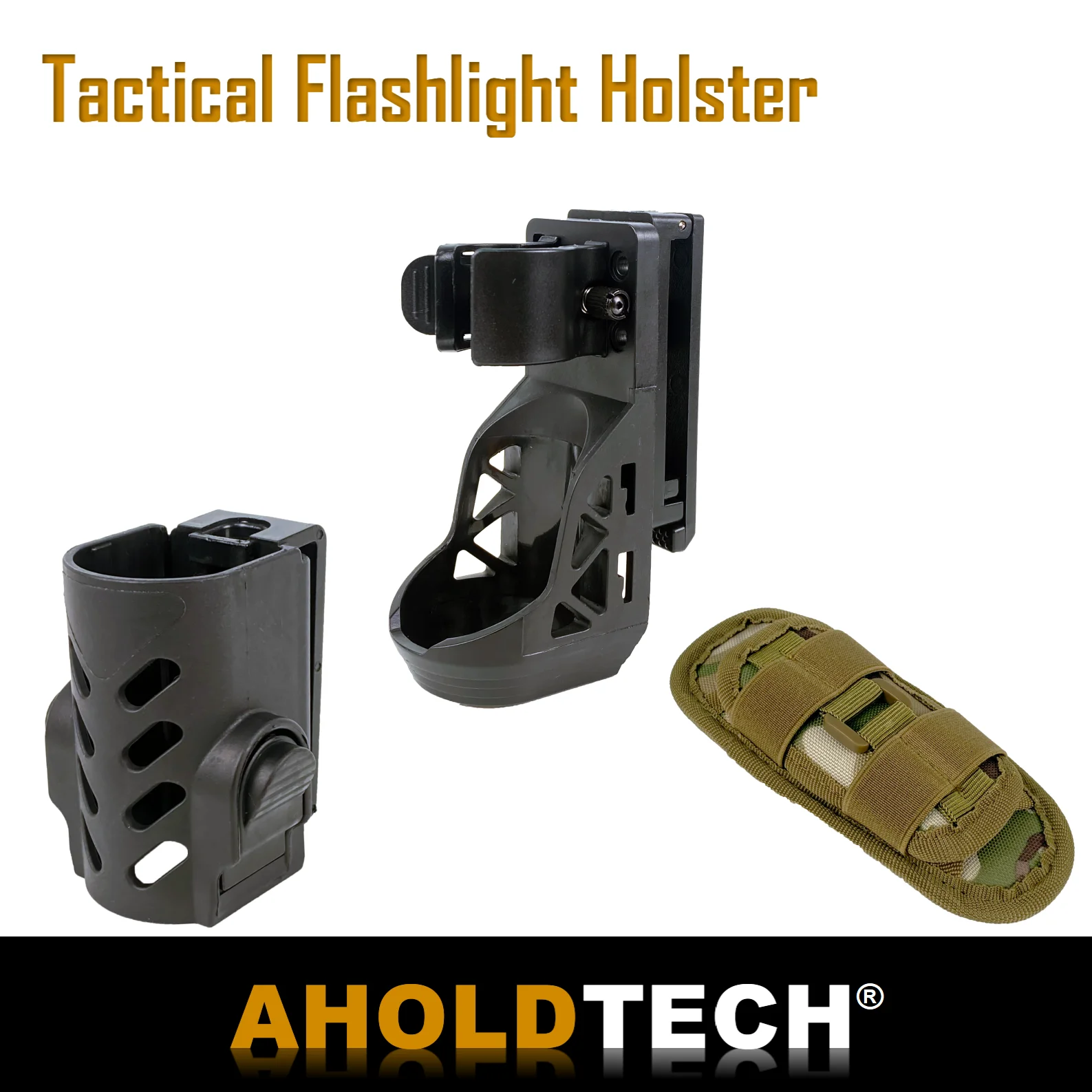 

Aholdtech Tactical Flashlight Pepper Spray Holster 360-degree rotation adjustment Flashlight Pouch Holster