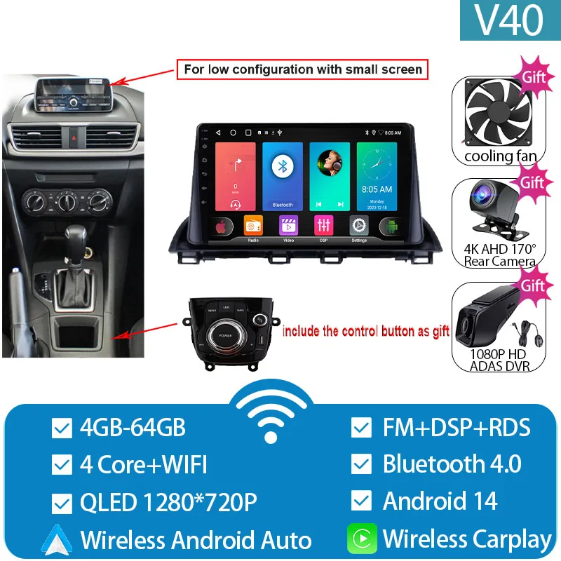 Voor Mazda 3 Axela 2014-2019 Mazda CX-4 CX4 2016-2018 Autoradio Android Auto GPS Navigatie multimedia Video Player Geen DVD