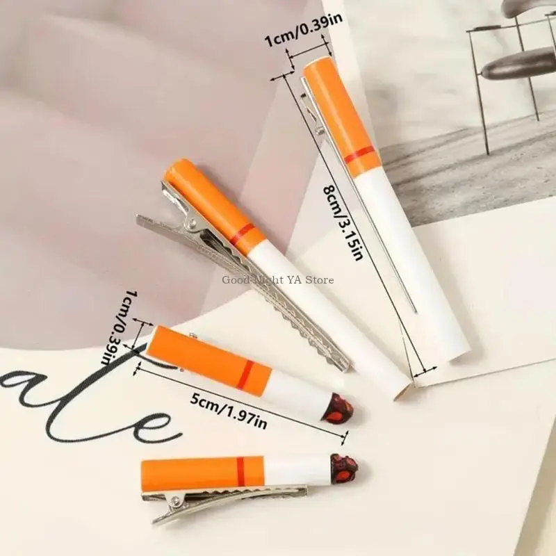 2X Jepit Rambut Rokok Palsu Lucu untuk Pesta Set Jepit Rambut Realistis Pernyataan Mode