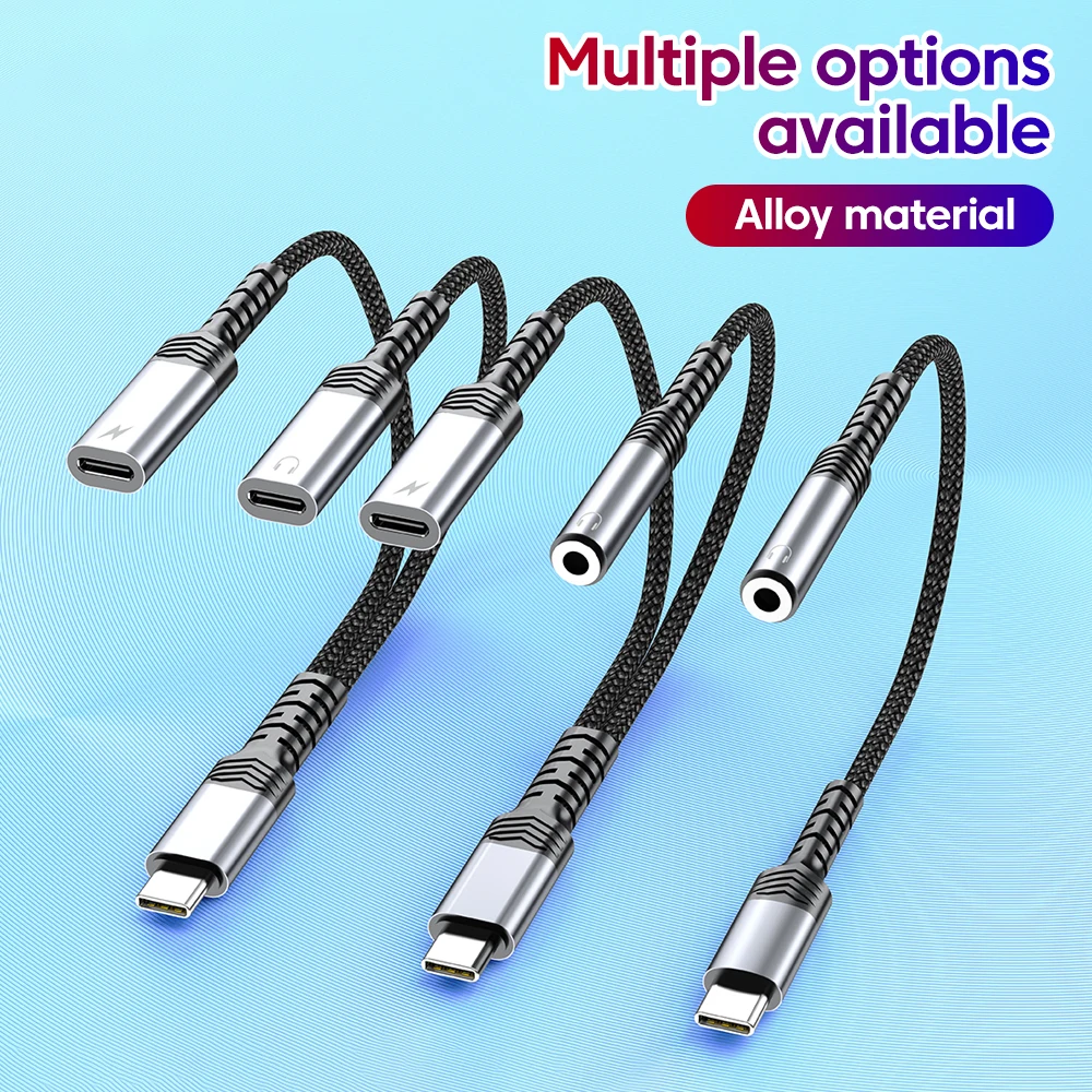 

60W 2 in 1 Type C to 3.5mm Jack Headphone Audio Aux Adapter Charging Cable Converter For iPhone 15/16 Samsung Huawei Xiaomi