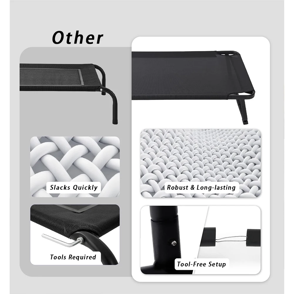 Letto amaca per cani ecologico Rete lavabile resistente alla masticazione durevole per uso interno ed esterno Gambe a scatto antiscivolo Raffreddamento per gatti