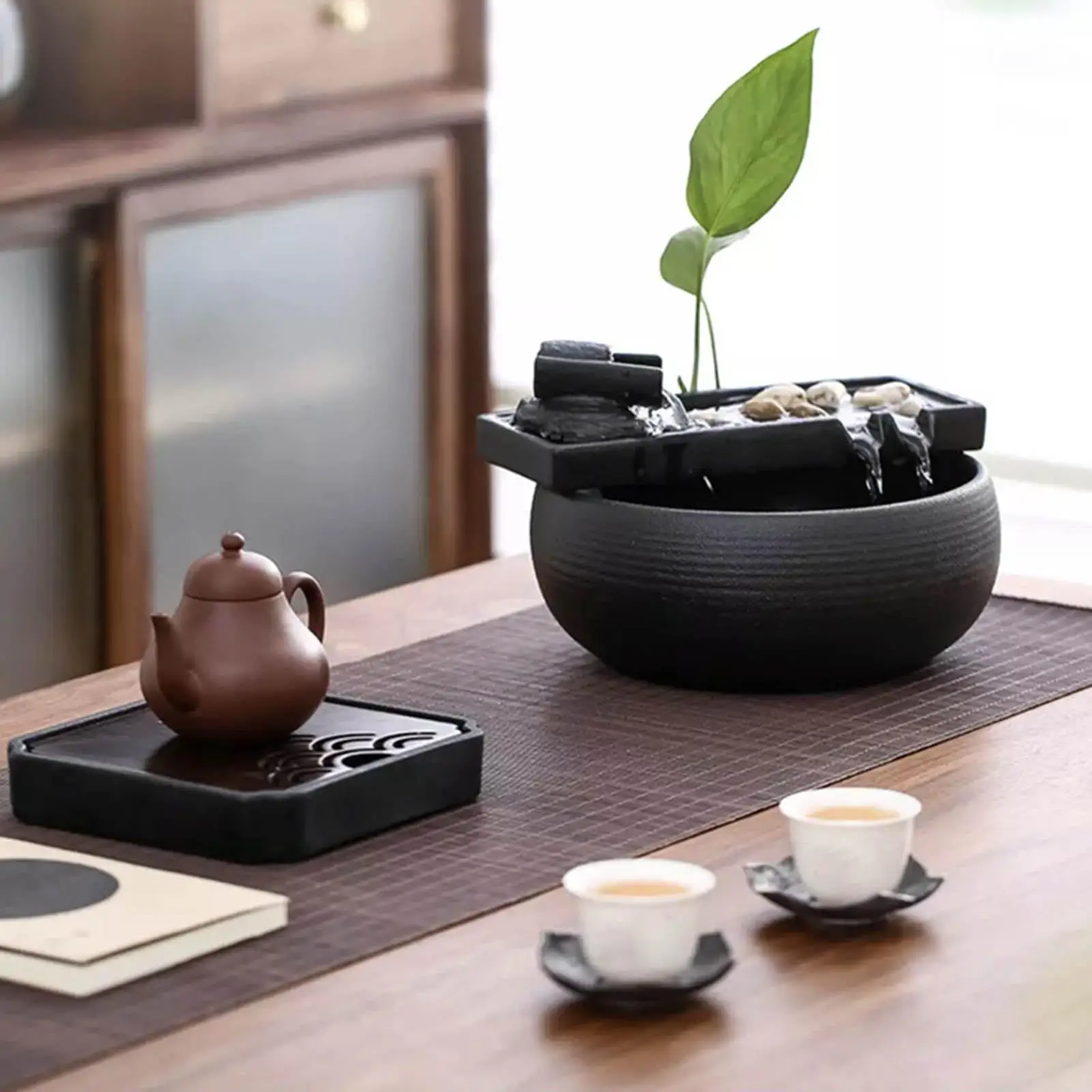 Fonte de mesa cascata interna feng shui recurso de água alimentado por usb mesa pátio decoração da sala de relaxamento
