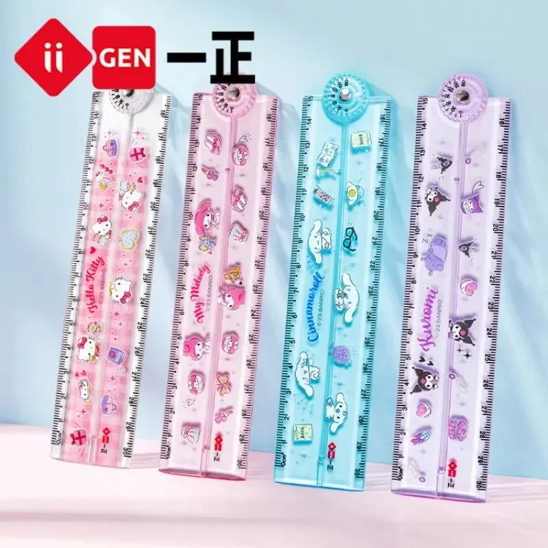

Sanrio Kuromi Image Rotating Folding Ruler 30cm Kawaii Cartoon Rulers for Student School Stationery Teacher Classroom Rewards
