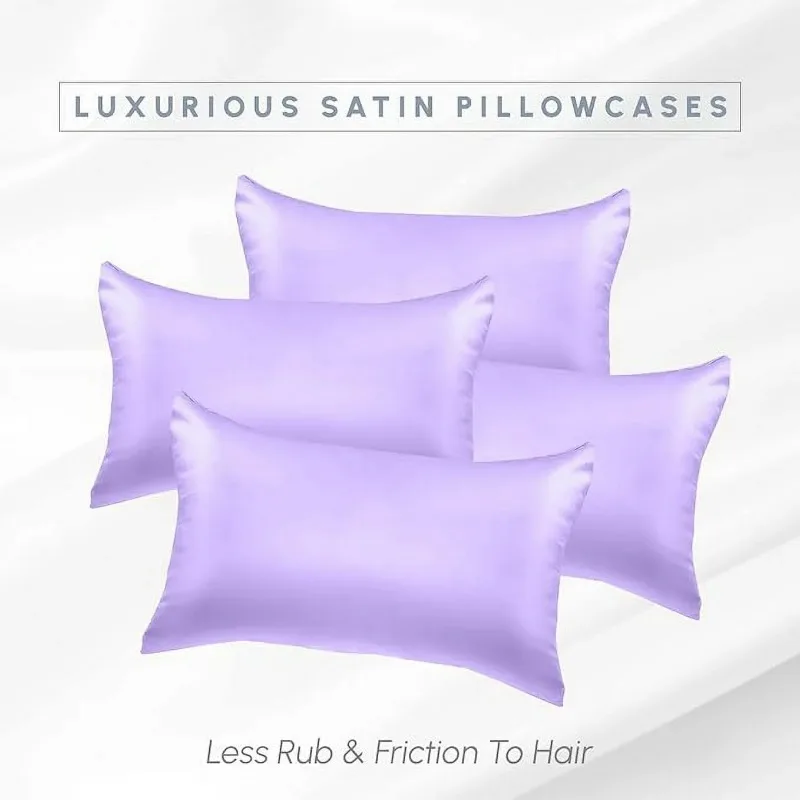 2-PACK Cooling Viscose Satin Pillowcase Set with Hidden Zipper closure, King, Lilac