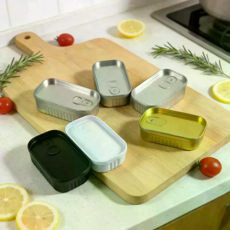 Mini Metal Box Creative Sardine Can Shaped Storage Box Portable Metal Material Jewelry Pill Cases Portable Tin Boxes Tinplate
