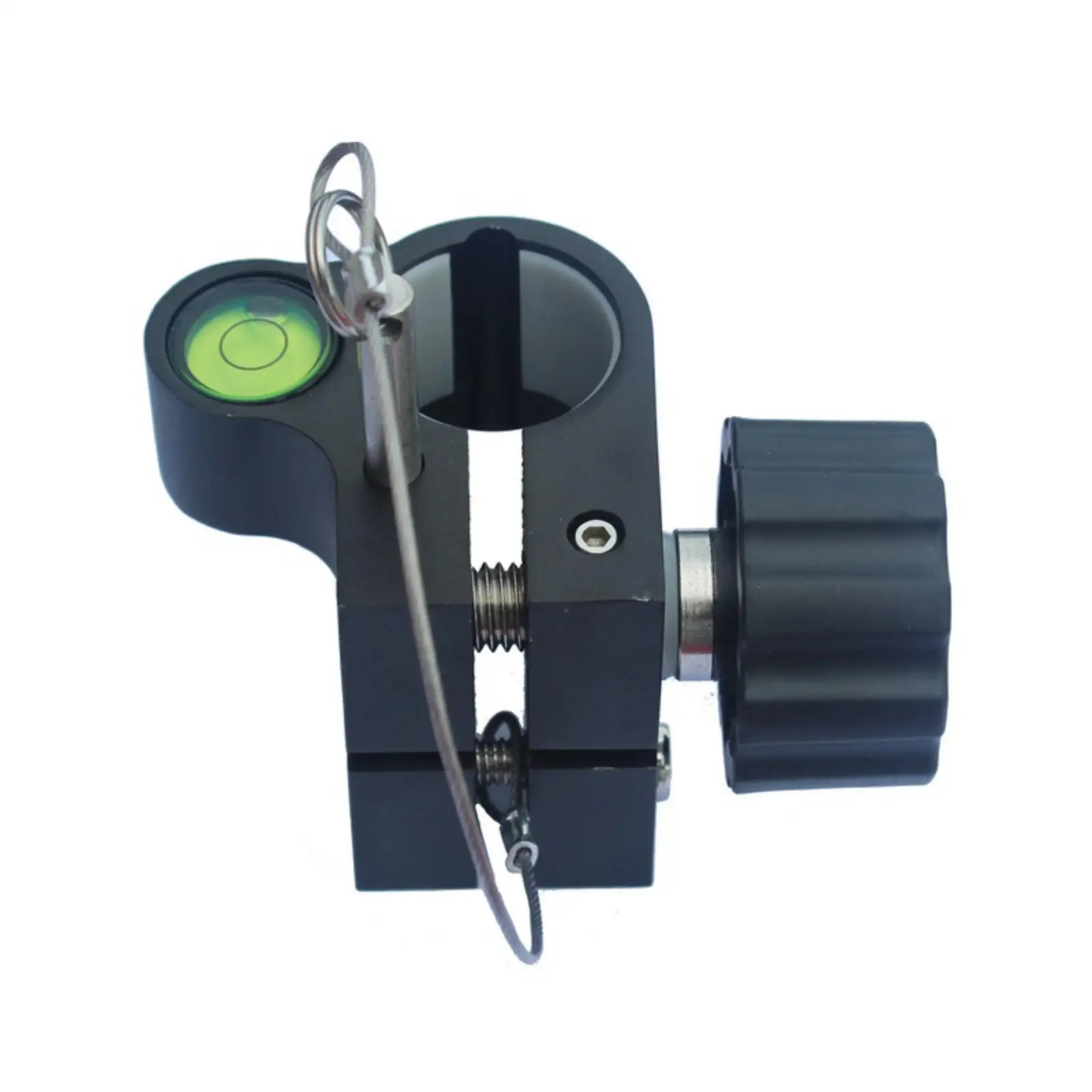 25mm Pole Clamp with Bubble Level | Metal and steel-construction Construction, Secure Lanyard Loop and Retaining Cord, Spirit