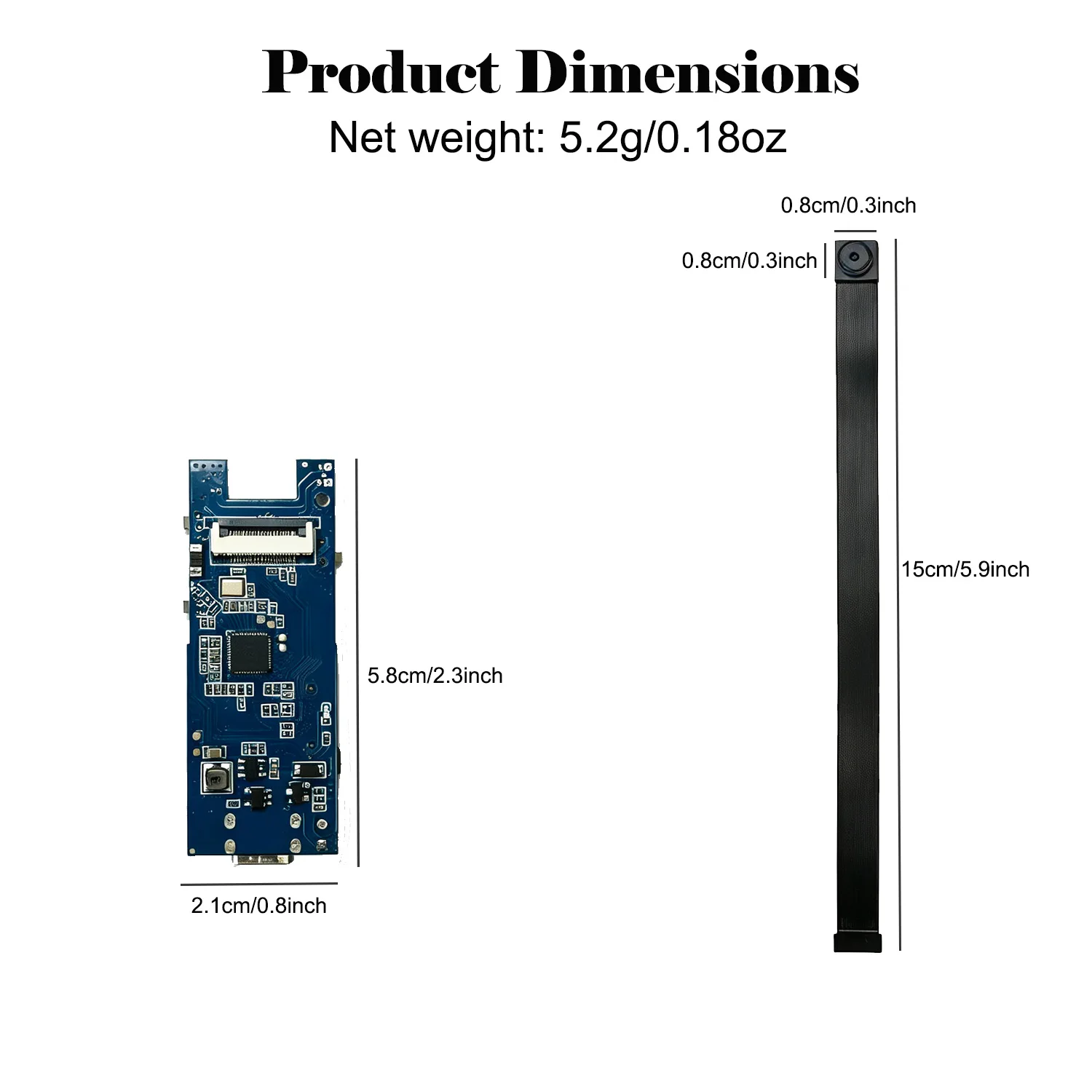 Flexible WiFi Camera PCBA Board, HD Remote Monitoring Module with Bendable Camera Cable for DIY Home Security Surveillance