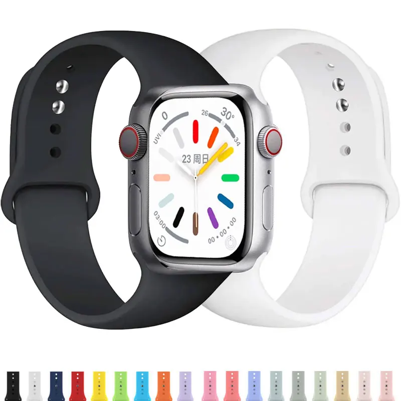 Silikonarmband für Apple Watch Band 44 mm 45 mm 40 mm 41 mm 38 mm S10-42/46 mm Sportarmband iWatch 8 7 6 5 4 3 SE 9 Ultra 2 49 mm