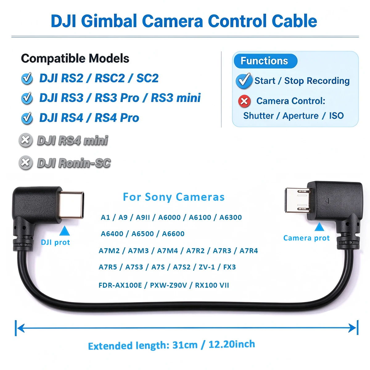 Kabel sterujący DJI Ronin RSC2 RS2 RS3, kompatybilny z Sony, kabel USB-C do stabilizatora, kabel typu C. — zdjęcie produktu 6