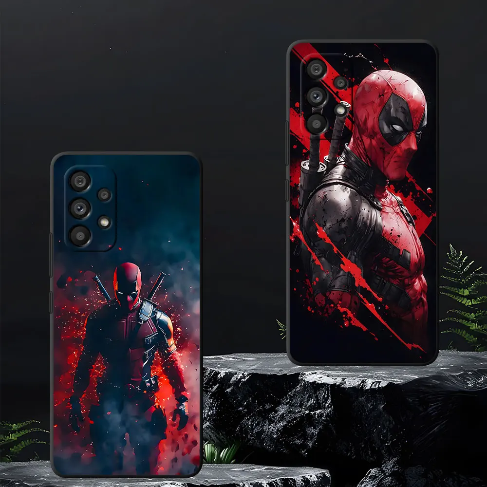 Red Veil Merc Deadpool Black Phone Case for Samsung Galaxy A16 A54 A34 A12 A14 A33 A15 A21s A53 A55 A35 A51 A11 A17 TPU Cover