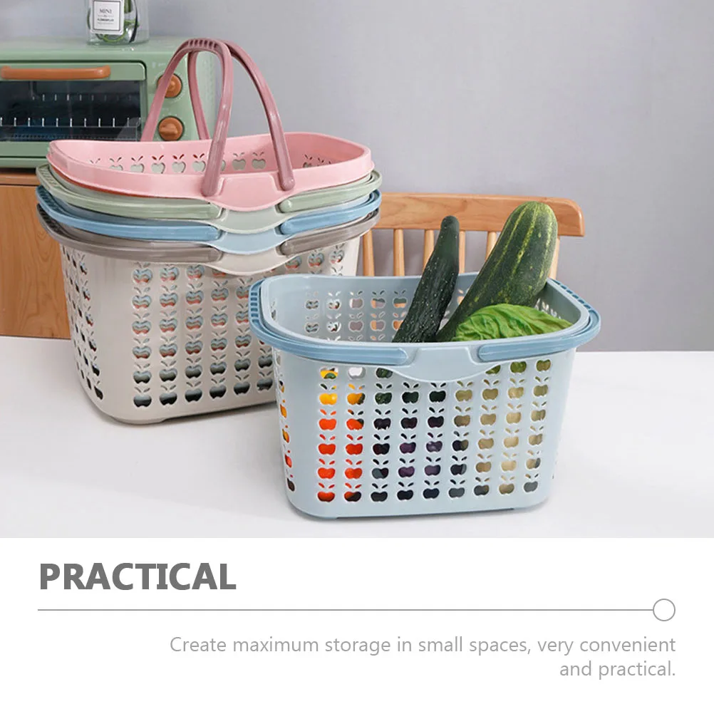 

Shopping Basket Plastic with Handles Storage Baskets Grocery Vegetable Fruit Veggie