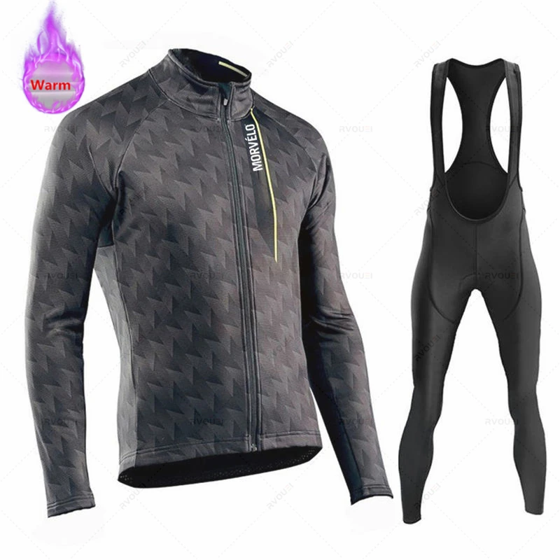 

Morvelo Pro Winter Thermal Fleece Cycling Jersey Set Outdoor Bicycle Clothing Mountain Bike Shirts Ropa Ciclismo Maillot Uniform
