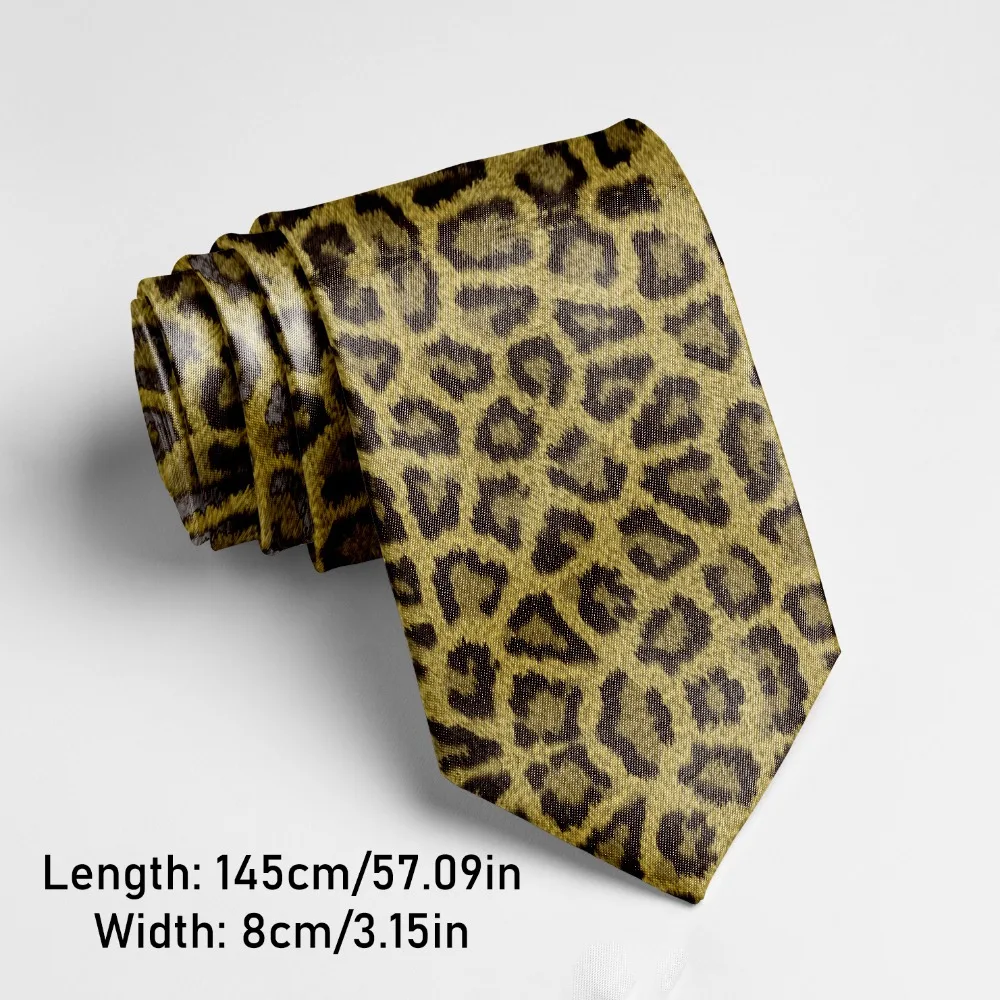 Casual 8cm Leopard Print Tie Narrow Adjustable Snakeskin Print Tie Hand Tied Soft Men Necktie Suit Accessories