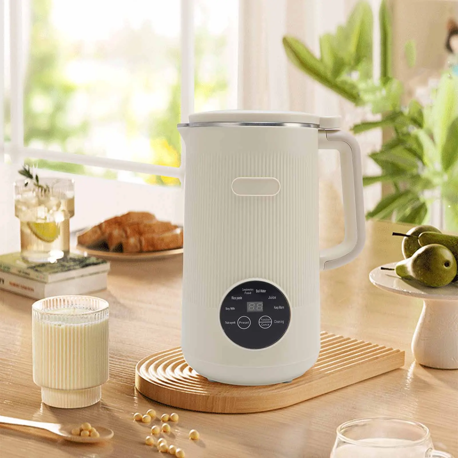 

Nut Milk Maker Easy To Use Multifunctional Soybean Milk Machine Insulated 1200ml Automatic Cleaning Timer for Vegetables