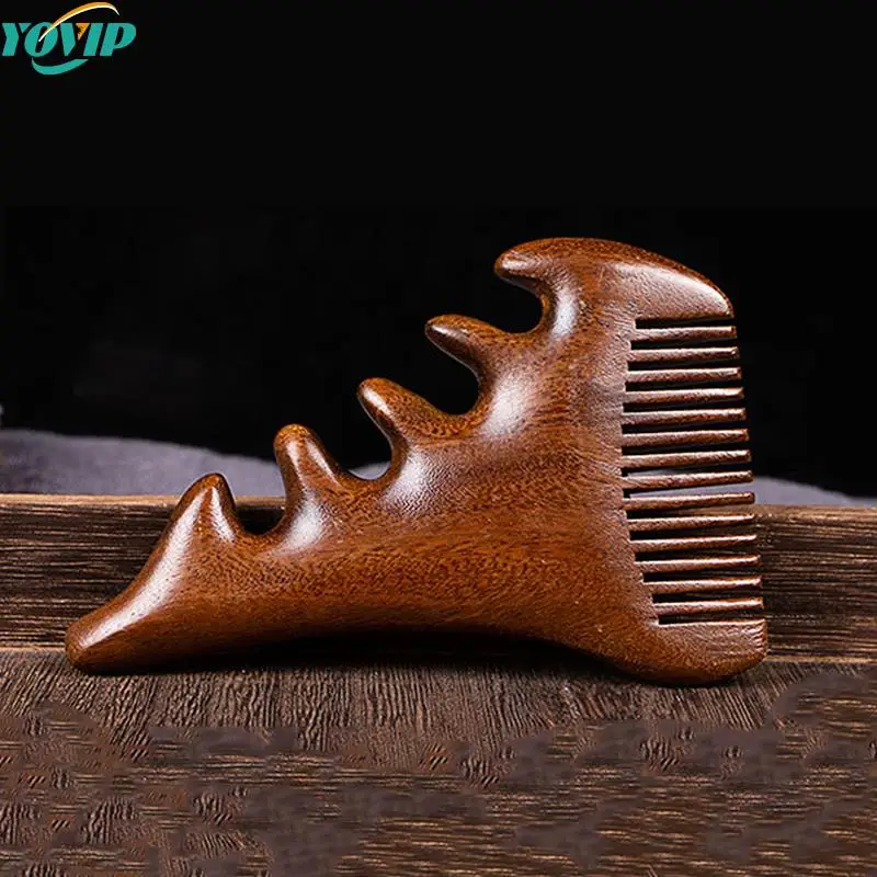 1Pcs Head Meridian Massage Comb Little Monster Sandalwood Five Wide Tooth Comb Blood Circulation Anti-Static Smooth Hair