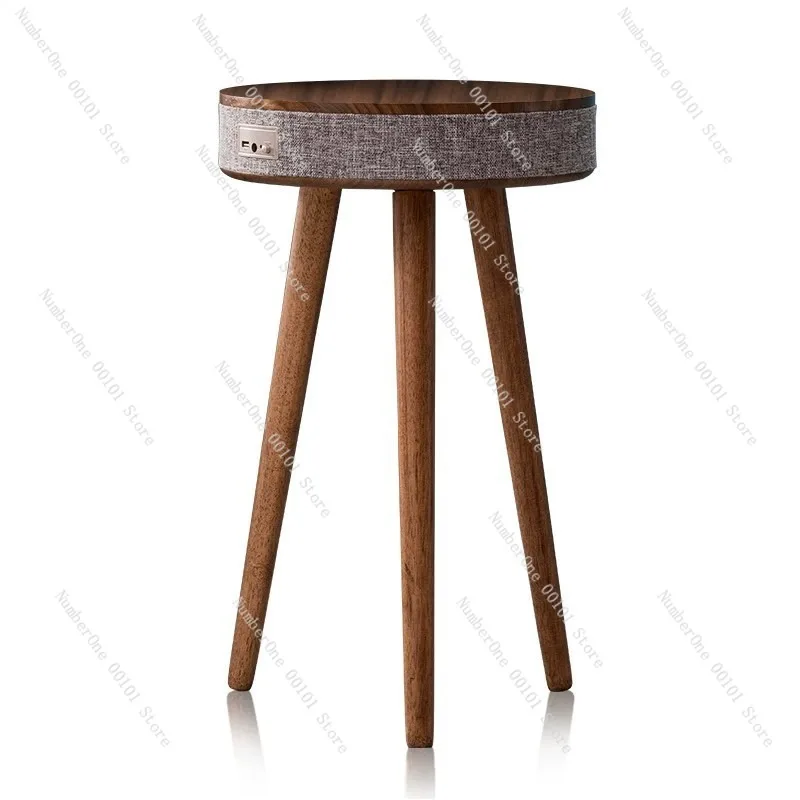 Smart Coffee Table Bluetooth Speaker Living Room Sofa Side Table with Wireless Charging Creative Corner End Table Small Round