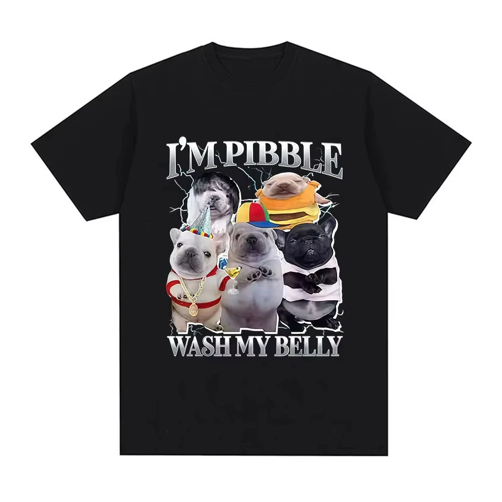 

Футболки I'm Pibble Wash My Belly Funny Dog Meme для мужчин и женщин, винтажные хлопковые футболки большого размера, модная милая юмористическая одежда, футболка