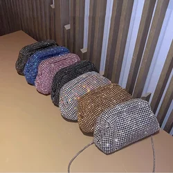 French Style Luxury Diamond Evening Bags Encrusted Shell Bag Women's Hand-held Banquet Ladies Cosmetic Bags for Makeup