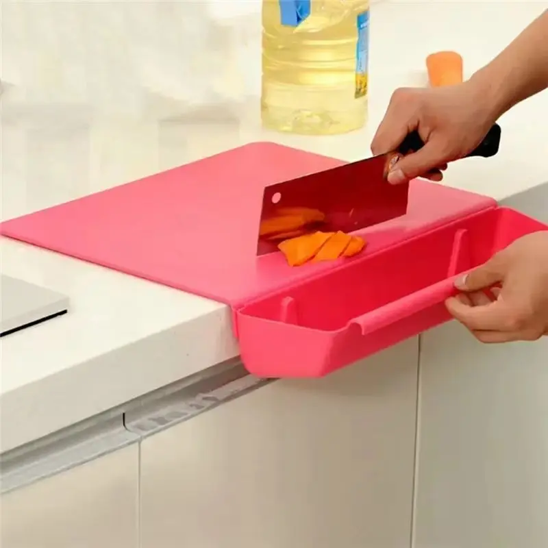 AEE8-Candy Color Kitchen Practical 2-In-1 Storage With Vegetable Slot Cutting Board Cutting Board Plastic Thickened