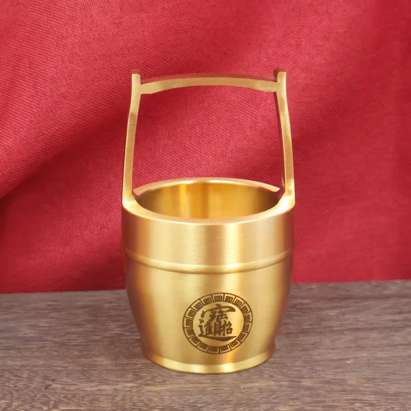 Extra-Large Golden 0Kg Lucky Charm , New Store Opening Gift, Brass Bucket Ornament