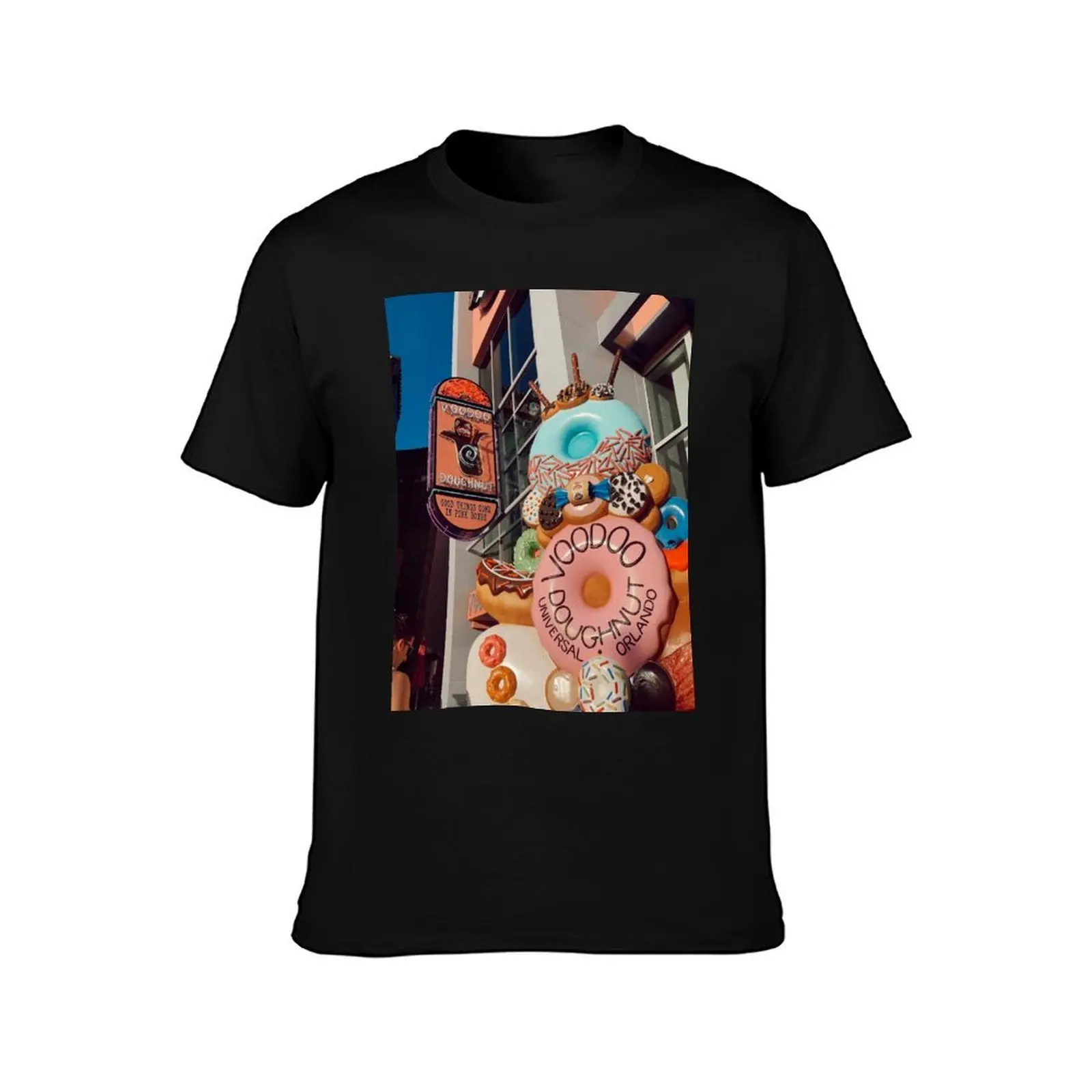 Voodoo Donuts T-Shirt, Summer Casual Cotton Tee, Oversized Streetwear Tops, Vintage Graphic Print, Loose Fit Short Sleeve