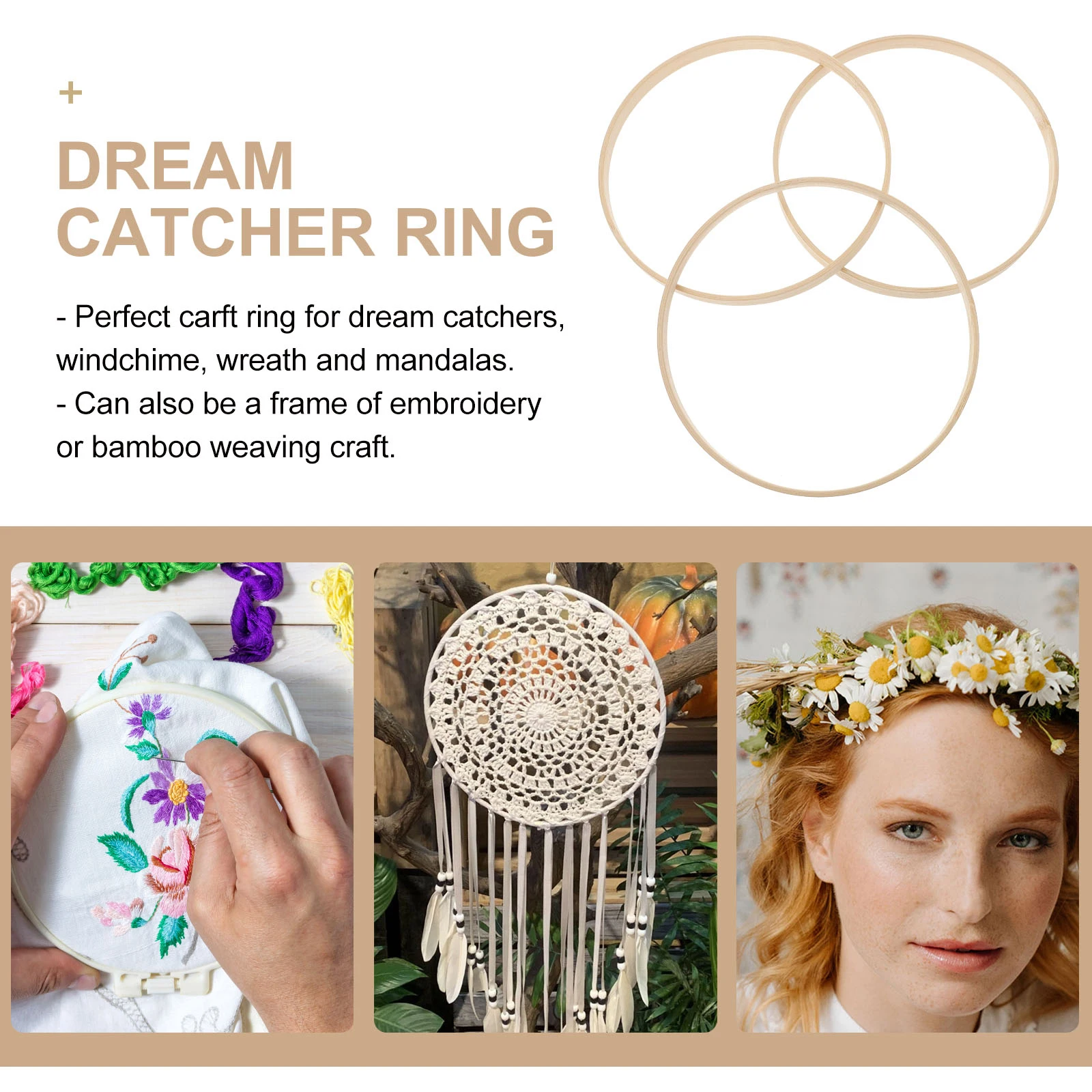 

Mini Dream Catchers Bulk Bamboo Circle Smooth DIY Craft Projects Christmas Home Decor Windchime Wreath Embroidery Frame