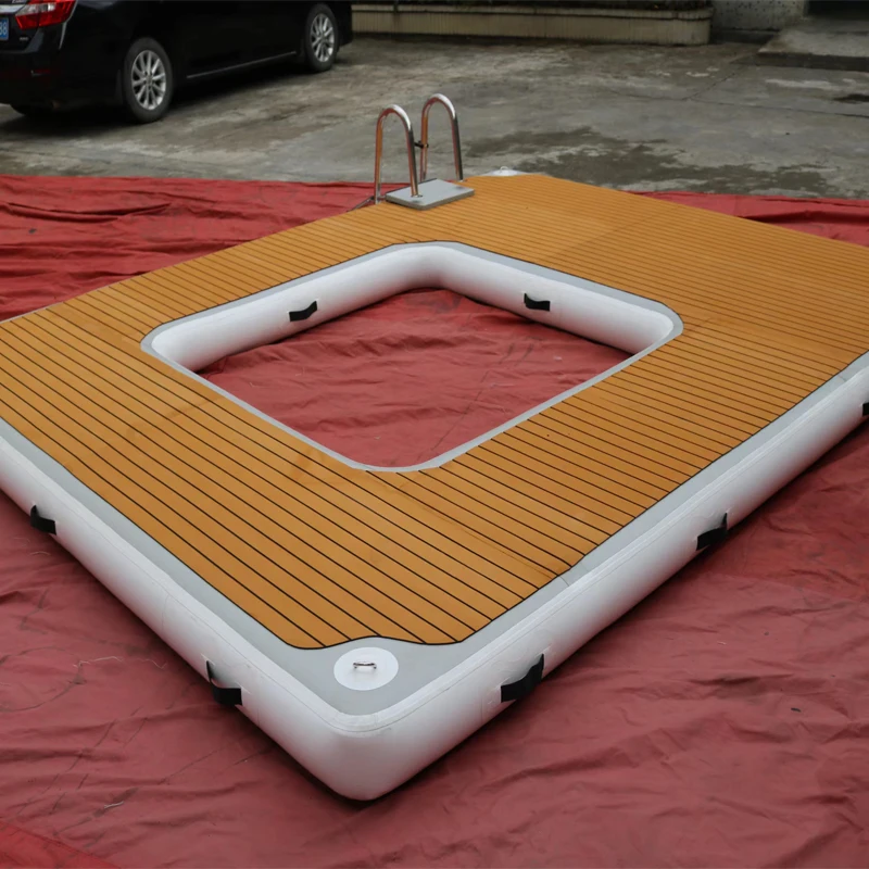 Customized Hot Sale Inflatable Floating Platform Dock with Ladder for Swimming sup Fishing
