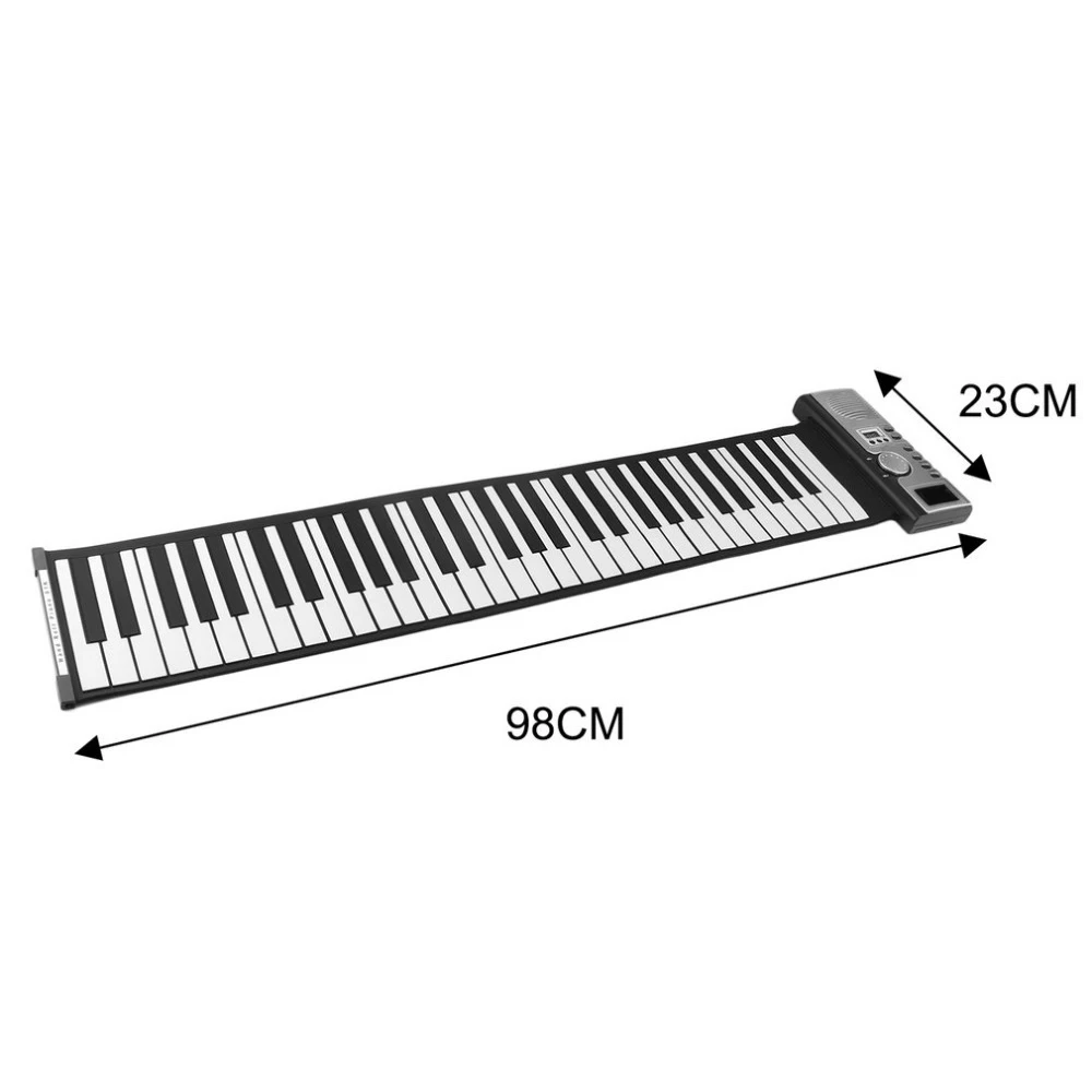 61 Keys Roll Up Piano Keyboard Portable Soft Silicone Electronic Piano with Built-in Speaker LCD Display Recording MIDI Function