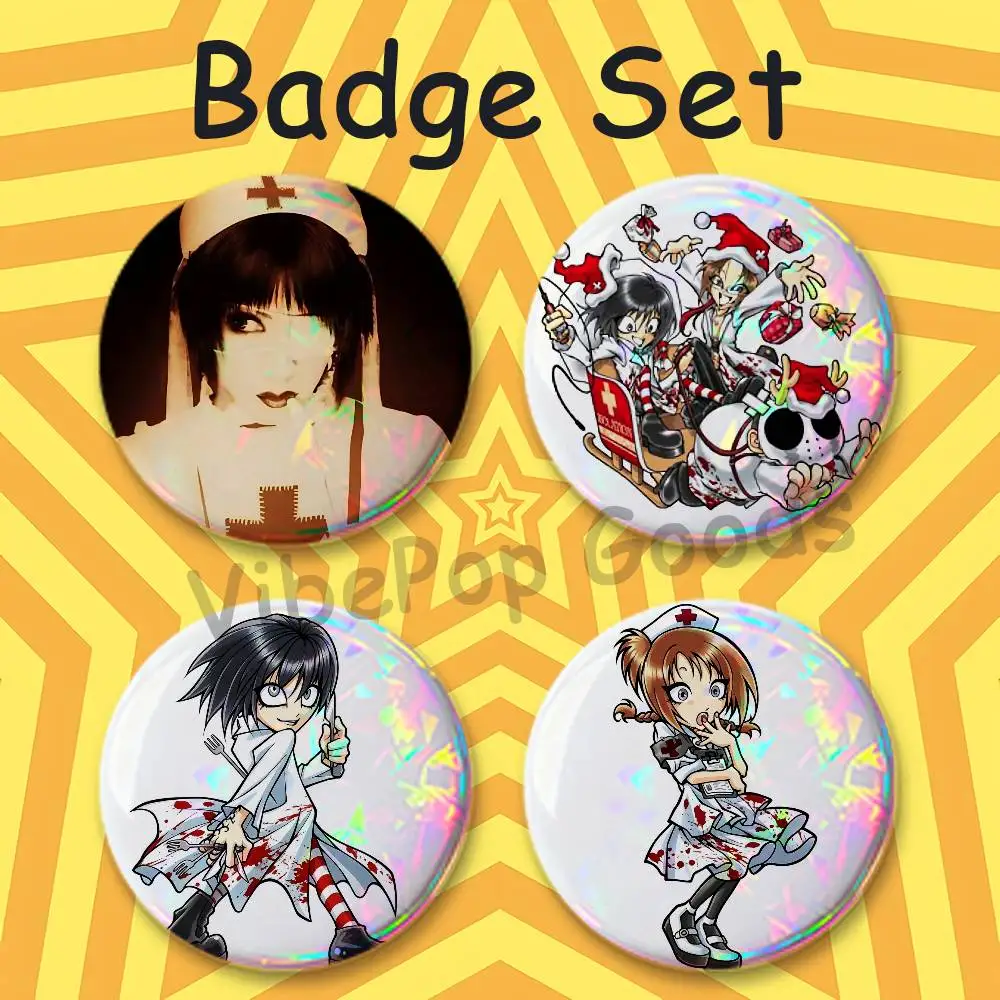 Visual Kei 75mm Large Tin Badge 3 Inch Holographic Baji for Ita-Bag Centerpiece 4-Piece Set ISOLATION TOMOZO