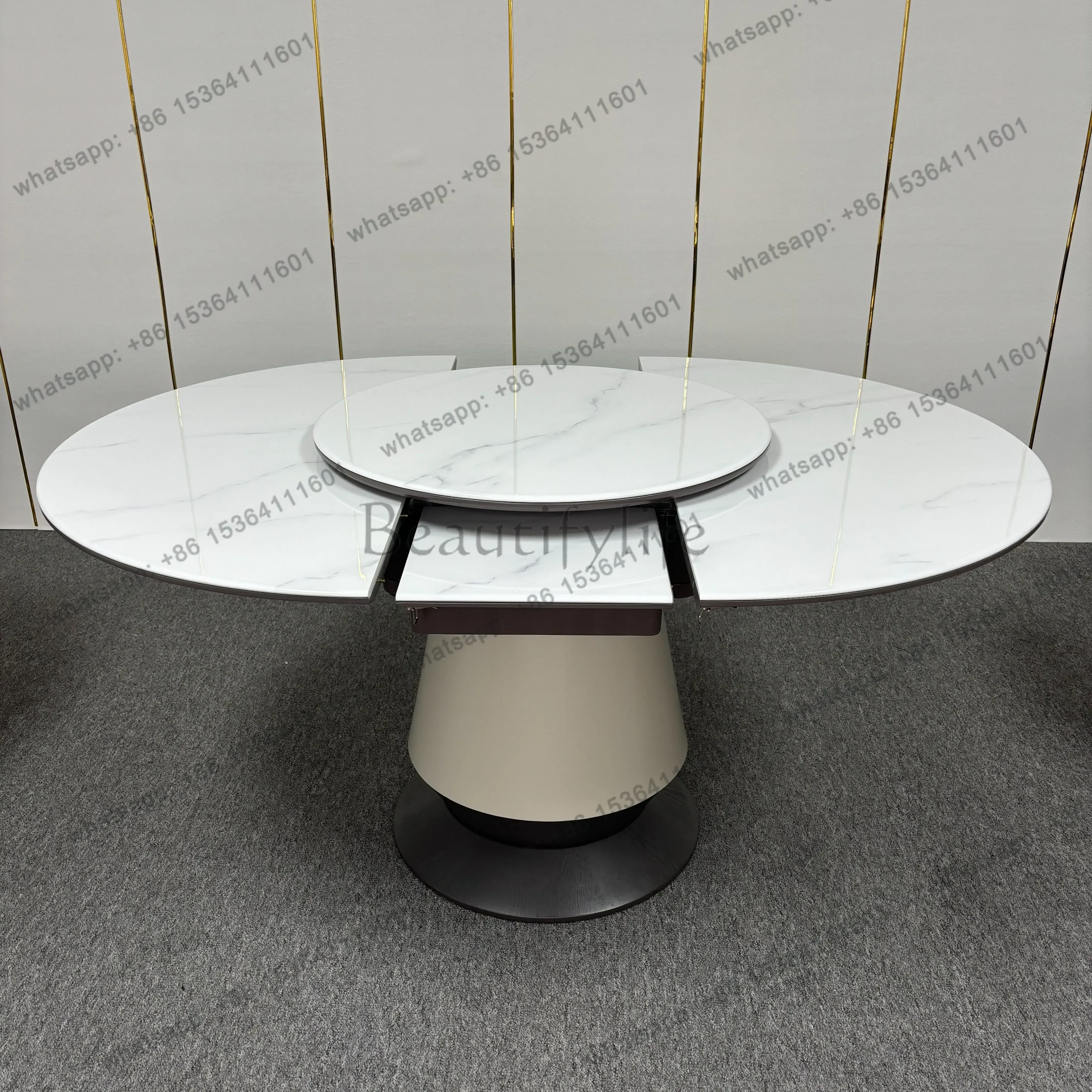 Factory Customization02Nordic slate dining table household variable round table turntable rotation