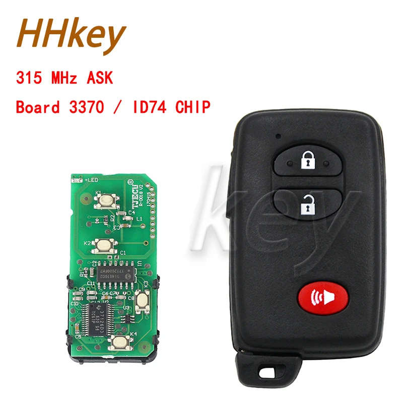 

Умный ключ/плата HHKEY 2007-2015 RAV4 Highlander Landcruiser ASK315 МГц, чип 3370/ID74/TOY48/черный/с выемкой