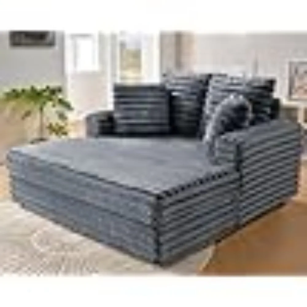 Plush Sleeper Chair with Throw Pillows and Armrests, Sofa Bed Indoor for Living Room, Living Room Sofas