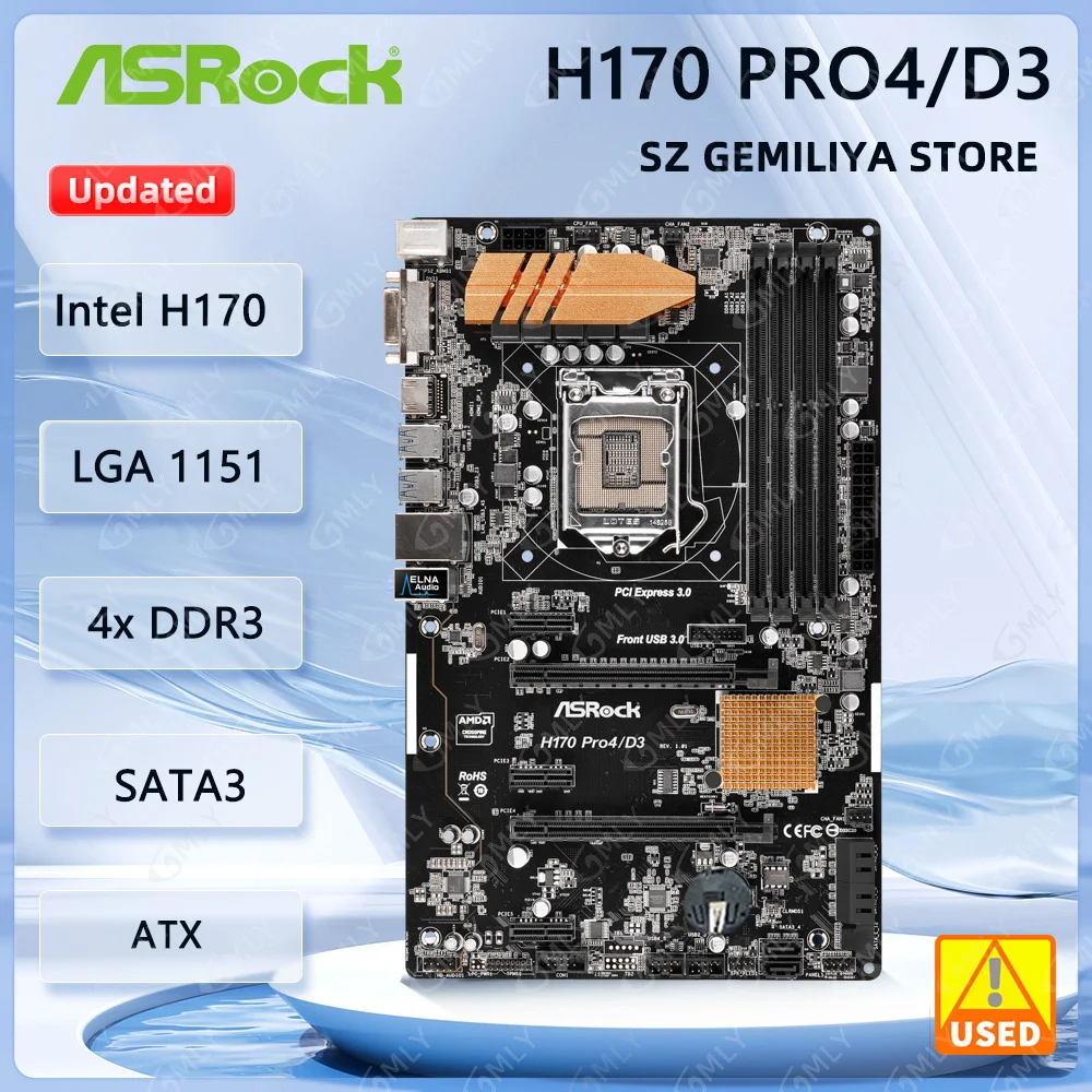 

Материнская плата ASRock H170 Pro4/D3 Intel H170 LGA 1151 DDR4 64 ГБ M.2 с поддержкой i5-7500 i3-6300 i3-6100 i5-7400 i7-6700 Процессор G4520