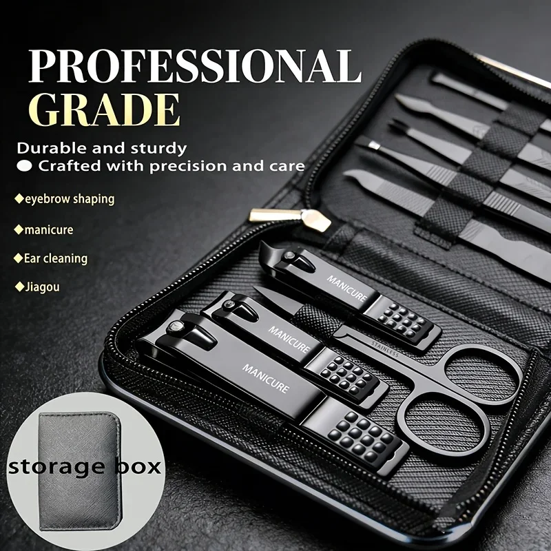 9 Pcs Portable Nail Clipper Multi Kit with Cuticle Trimmer Toenail Scissors Ear Nail File Tweezers Suitable for Travel Home