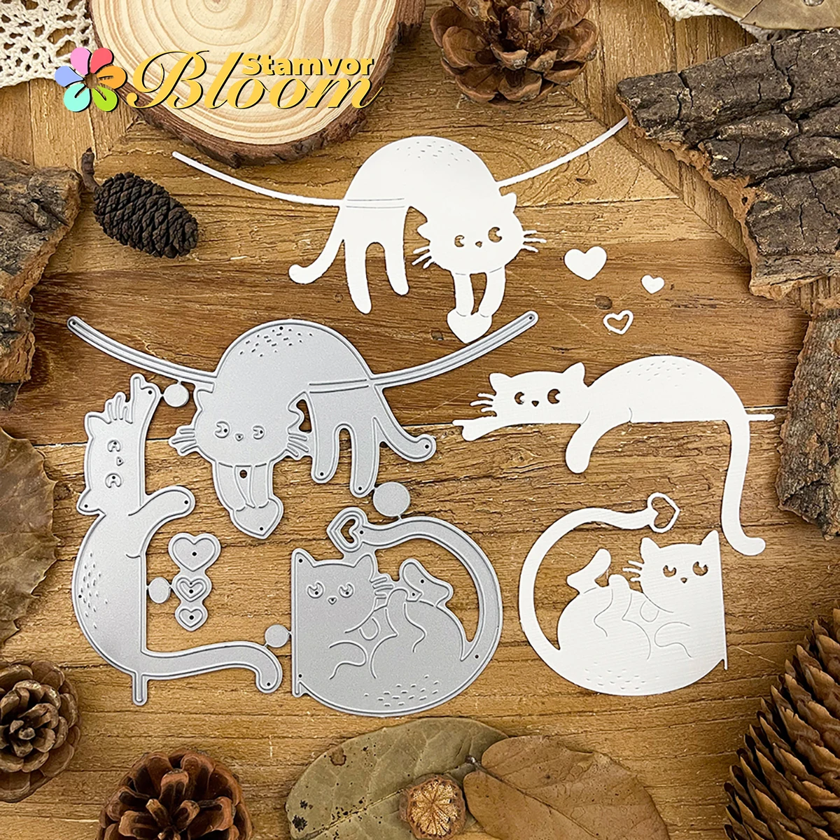 Schöne Liebe liegende Katzen Metall-Stanzformen, Scrapbooking, dekorative Prägung