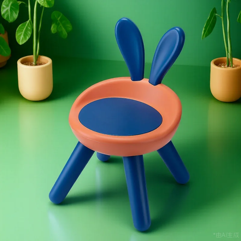 

Children Back Chair Rabbit Design Ergonomic Stable Triangular Structure Anti-Fall Stool Lightweight Kids Stool for Home